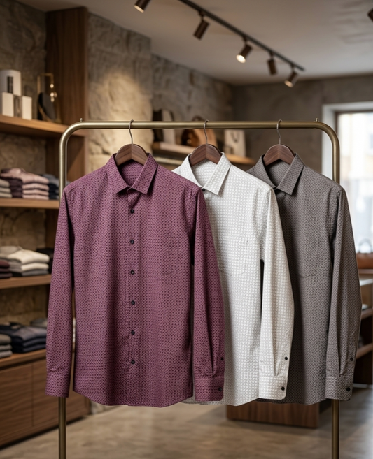 Urban Dapper Long-Sleeve Geo-Print Shirt
