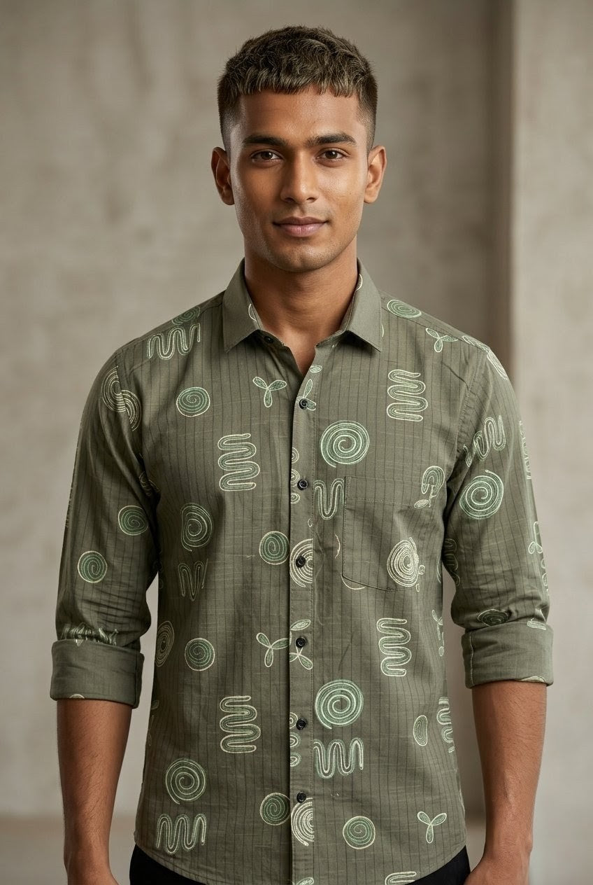 Retro Vibe Abstract Printed Casual Shirt