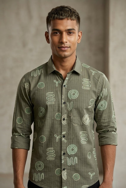 Retro Vibe Abstract Printed Casual Shirt