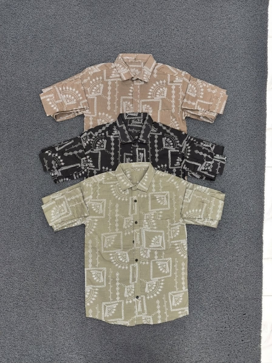 Men's Premium Geometric Printed Casual Shirt | Aesthetic Boho Print Shirts