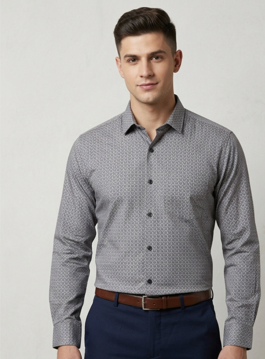Urban Dapper Long-Sleeve Geo-Print Shirt