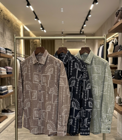 Men's Premium Geometric Printed Casual Shirt | Aesthetic Boho Print Shirts